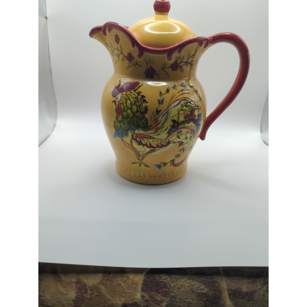 April Cornell Design Tuscan Farmhouse Rooster Coffee Pot Certified International